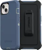 For iPhone 15 Plus OtterBox Defender Series Case + Belt Clip Blue White