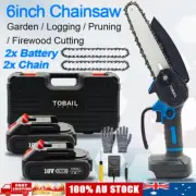 6'' Cordless Electric Wood Cutting Cutter Saw Chainsaw 2X Battery For Makita 18V