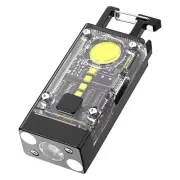 Solar LED Flashlight Keychain Torch USB Charging COB Emergency Portable Light