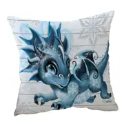Cute Snowflakes Winter Lil Dragon Cushion Cover