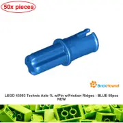 LEGO 43093 Technic Axle 1L w/Pin w/Friction Ridges - BLUE 50pcs NEW