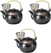Set of 3 Baking-tightened earthen Bottles [5.2 x 4.3 inches (13.3 x 11 cm) (900cc)] | Setomonohonpo