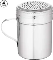 4 Pack - 10 Oz. Stainless Steel Versatile Dredge Shaker Set with Handles