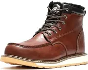 [ANGRYRAM] Winter Steel Toe Boots for Men Moc Toe Waterproof Work Boots Men's Comfortable Safety Boots Lightweight Indestructable Construction Boots