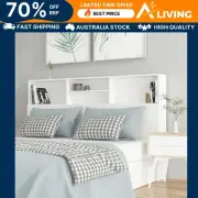 Headboard Cabinet White 160x19x103.5 cm Modern Bedroom Furniture Storage 11871