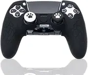 PS5 Dualsense Edge Wireless Controller Skin, Dualsense Edge Wireless Controller Cover Case with Sticker and Thumb Grip Caps - Black