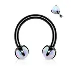 Piercing Horseshoe Black Opal Synthetic White ( Ear, Daith , Septum)