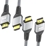 tunghey 2Pack Short 8K HDMI Cable 48Gbps, Ultra High Speed HDMI Braided Cord-4K@120Hz, 8K@60Hz, eARC, DTS-HD,12 Bit Color Compatible with PS5, Monitor, PC and More 0.5M