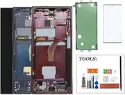 Display Compatible with Samsung Galaxy S22 Ultra 5G LCD Display Screen Assembly Replacement for Samsung S22 Ultra Touch Digitizer Screen+ Tools (Burgundy)