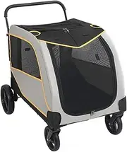 Dog Pram Stroller for Large Dogs / 2 Cats, Large Dog Stroller for Medium Large Dogs, Pet Gear Dog Carriage Travel Pram Pushchair for Multiple Pet, Bearing Weight 60kg