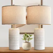 Clora 2Pack Ceramic Bedside Table Lamp Tall Nightstand Light Home Decor Bedroom