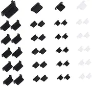 TEHAUX 40Pcs Silicone Dust Plugs for Mobile Phones USB Port Protectors Compatible with Android Type Easy to Install Stylish Design for Charging Port