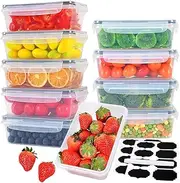 10Pcs Food Storage Containers with Lids - Leak Proof Meal Prep Plastic Container Set for Microwave, Oven, Freezer and Dishwasher, BPA Free