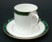 TWO Royal Worcester Medici Green Pattern 200ml Coffee Cups & Saucers Look in VGC