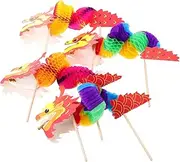 PERSELOSO 4 Sets Hand Drawn Flowers Dragon Ornaments Dragon Craft Supply DIY Party Supplies for Ornaments China Paper Decorations New Year DIY Handmade Craft Education Paper