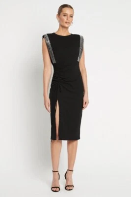 SASS AND BIDE EMBELLISHED DRESS in Black RRP$350 size L