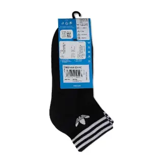 【adidas 愛迪達】襪子 Trefoil Ankle 黑 白 條紋 短襪 低筒襪 三葉草 愛迪達 3雙入(EE1151)