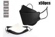 Face Mask 4 PLY KF94 KN95 Disposable Breathable Protective Respirator Certified Value Pack - Black Bulk Discount for Multi-Pack