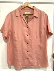 Orvis - Short sleeve button up Blush (light pink) linen shirt women's size XL