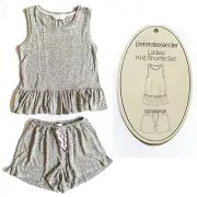 NEW PETER ALEXANDER Ladies Knit Shortie Pajama Set Grey Marle Small Tags