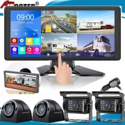4K RV Backup Camera System 10.36" Quad Split Touch Screen Monitor 4 1080P Camera