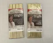 Wrights Single Fold Bias Tape, Gold, Lot Of 2