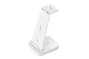 Vertical 3-in-1 Charging Stand Fast Wireless Charger Station for iPhone, Apple Watch, AirPods - White