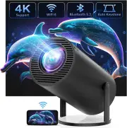 4K Mini Projector with Wifi and Bluetooth - FHD 1080P Supported, 180° Rotation &