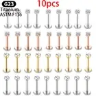 10pcs Set 16G G23 Titanium Labret Piercing Lip Ring Crystal Lip Piercing Tragus