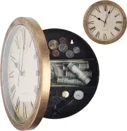 Wall Clock Hidden Diversion Safe Compartment for Cash Money Valuables (Brown)