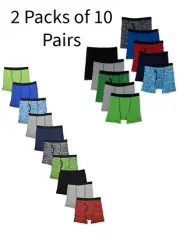 2 Packs Wonder Nation Boys Boxer Briefs 10 Pairs Each Pack = 20 Total Sz L 10-12