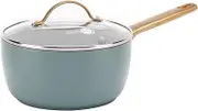 GreenPan Padova Healthy Ceramic Nonstick 18cm Saucepan, Induction Safe, Smokey Blue