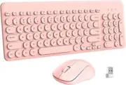 Arcwares Wireless Keyboard and Mouse Combo | Cute 2.4G Ergonomic Pink Keyboard