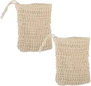 2 Pack Soap Exfoliating Cotton and Linen Soap Bag Natural Soap Saver Foaming Net Handmade Soap Storage Bag Pouch