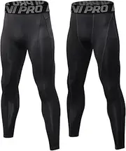 [LNJLVI] 2 Pack Men's Compression Pants Running Tights Workout Leggings