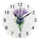 Wall Clock for Living Room Decor Purple Milk Thistle Watercolor Style Hanging...