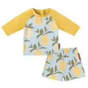 Milkbarn Zipper Short Sleeve Top And Swim Trunks Set - Lemon NWT