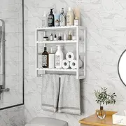 Galood Towel Racks Bathroom Shelves Over Toilet Storage with Towel Bar 3 Tier Floating Wall Mounted Space Saving Bamboo Paper Holder for Bathroom Laundry Room Kitchen Organizers