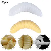 Fishing Lure Pack Lifelike Worm Maggot Grub Soft Bait Silicone (50PCS)