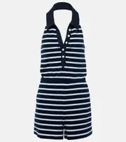 [Veronica Beard] Veronica Beard Taggart striped cotton-blend romper AU 12 blue