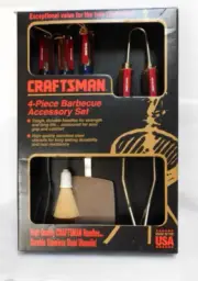 NEW IN BOX! VINTAGE Craftsman Tools 4 Pc. Stainless Steel BBQ Grill Set #941258