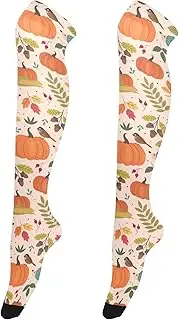 [Caihoyu] Women'S Knee-High Silk Stockings Lightweight Long Thigh High Socks Thigh Highs Leg Warmers for Stage Performances Autumn Colorful Elements, Autumn Colorful Elements