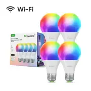 Nanoleaf Essentials Matter LED RGB Smart Light Bulb E27 (4 Pack), maximum luminous flux of 851lm, RGB, Colour adjustable and Dimmable Remote Control Enabled - 2 Years Warranty [N7501B02-4A60E]