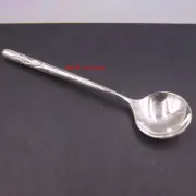 Solid 999 Fine Silver Spoon Fish Pattern Handle Glossy Finish Dinner Spoon 5.11"