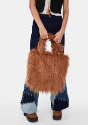 [dELiA*s by Dolls Kill] Mocha Spreading Love Shaggy Tote Bag