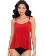 [Miraclesuit Swim] Dazzle Underwired Draped Tankini Top in Cayenne