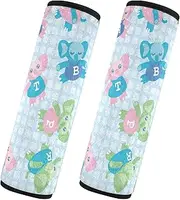 Car Seat Belt Pads Covers 2 Piecing Soft Car Safety Seat Belt Strap Shoulder Pad Camera Bag Strap Cover Car Accessories for Women Men Kids S Elephant Cartoon Plaid Blue
