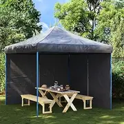 Party Tent Sidewall 2 pcs with Zipper, 300x195cm PE Anthracite, Waterproof & UV Resistant Panels with Hook & Loop Fasteners for Outdoor Marquee