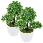 Simulated Plants in Pot 2pcs Artificial Indoor Greenery Decor
