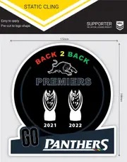 Penrith Panthers NRL 2022 Premiers Premiership Static Cling Decal